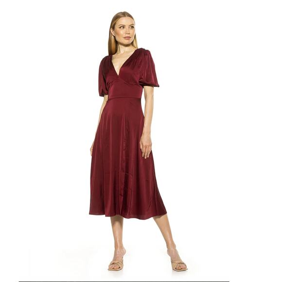 Alexia Admor Dresses & Skirts - Alexia Admor Nola Dress Cranberry Fit & Flare Midi Dress Size 8 NWT